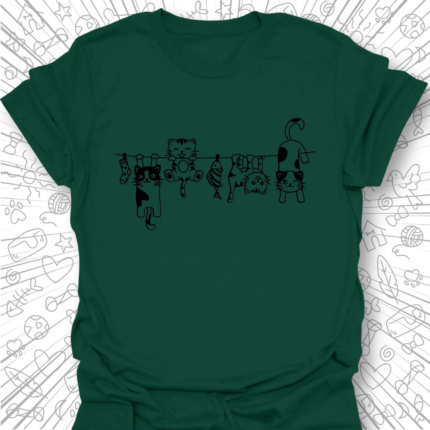 Clothes Line Cats T-Shirt