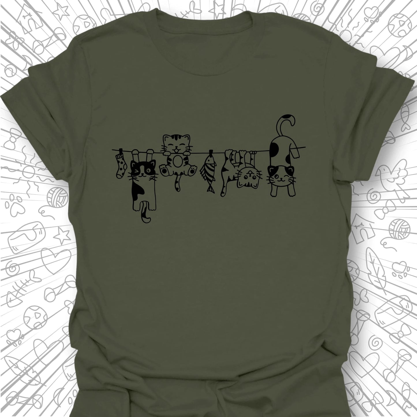 Clothes Line Cats T-Shirt