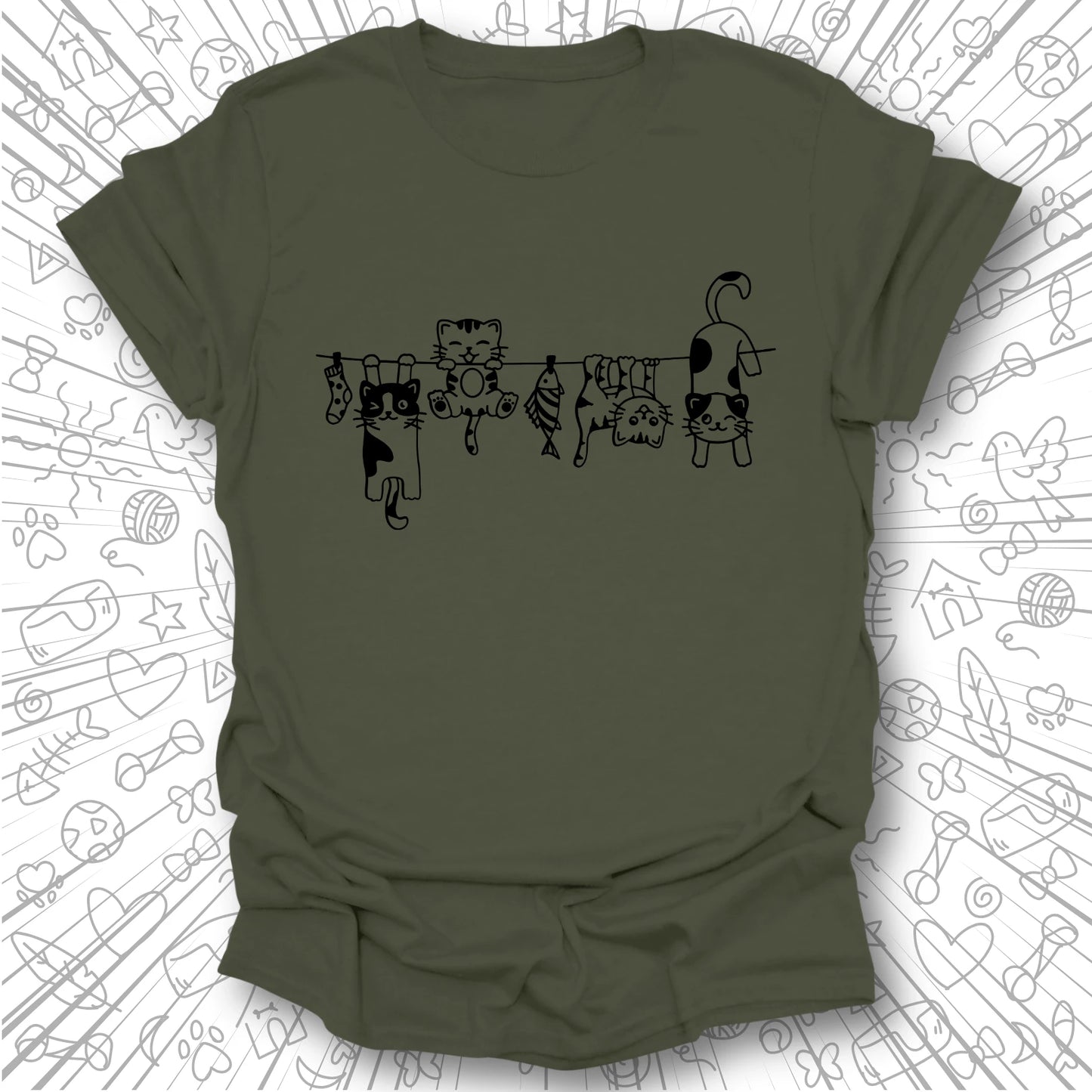 Clothes Line Cats T-Shirt