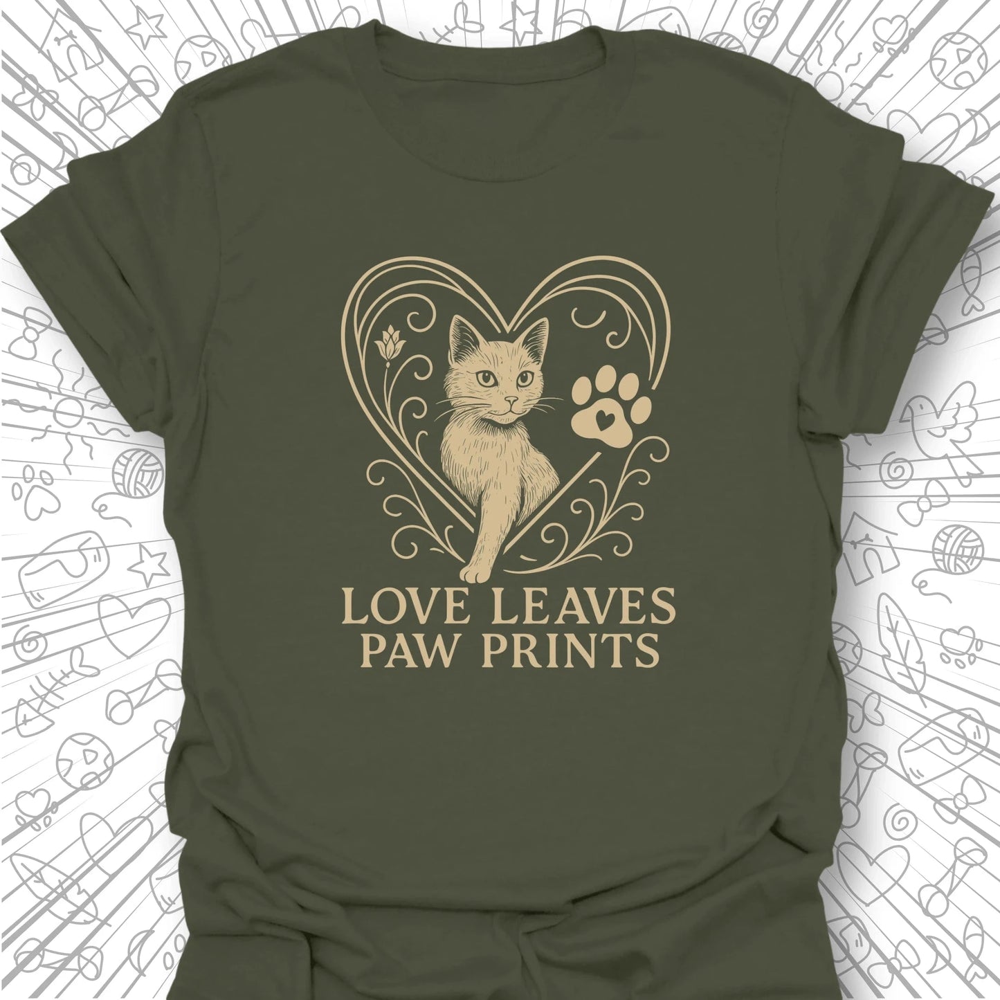 Love Leaves Paw Prints T-Shirt