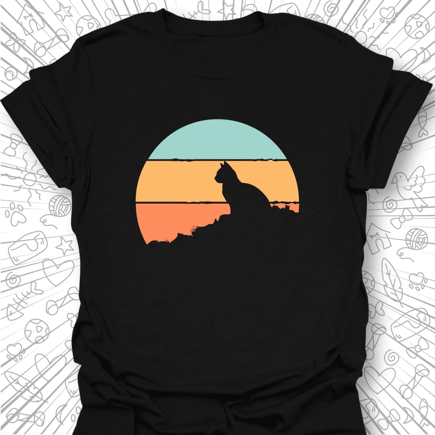 Retro Sunset Cat T-Shirt