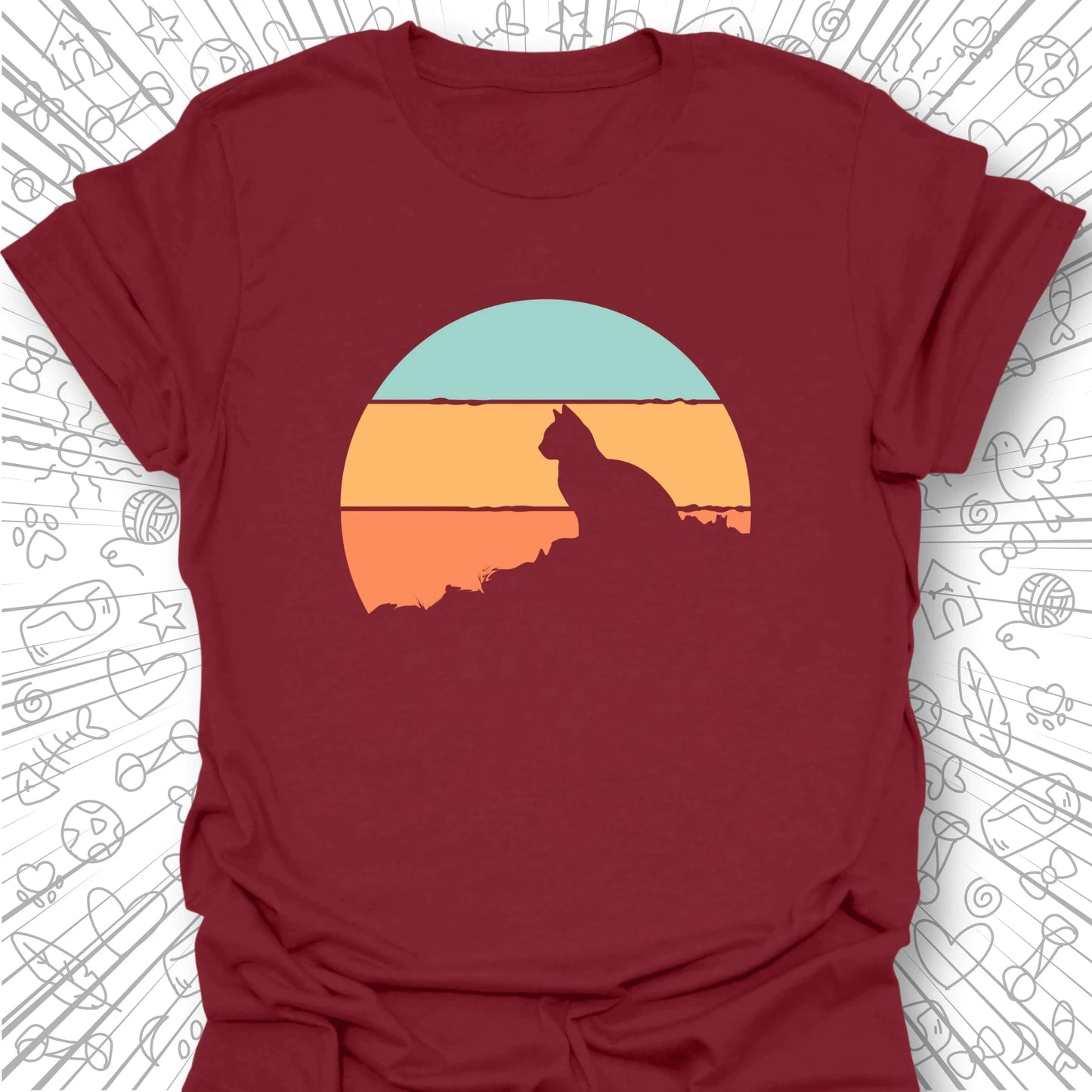 Retro Sunset Cat T-Shirt