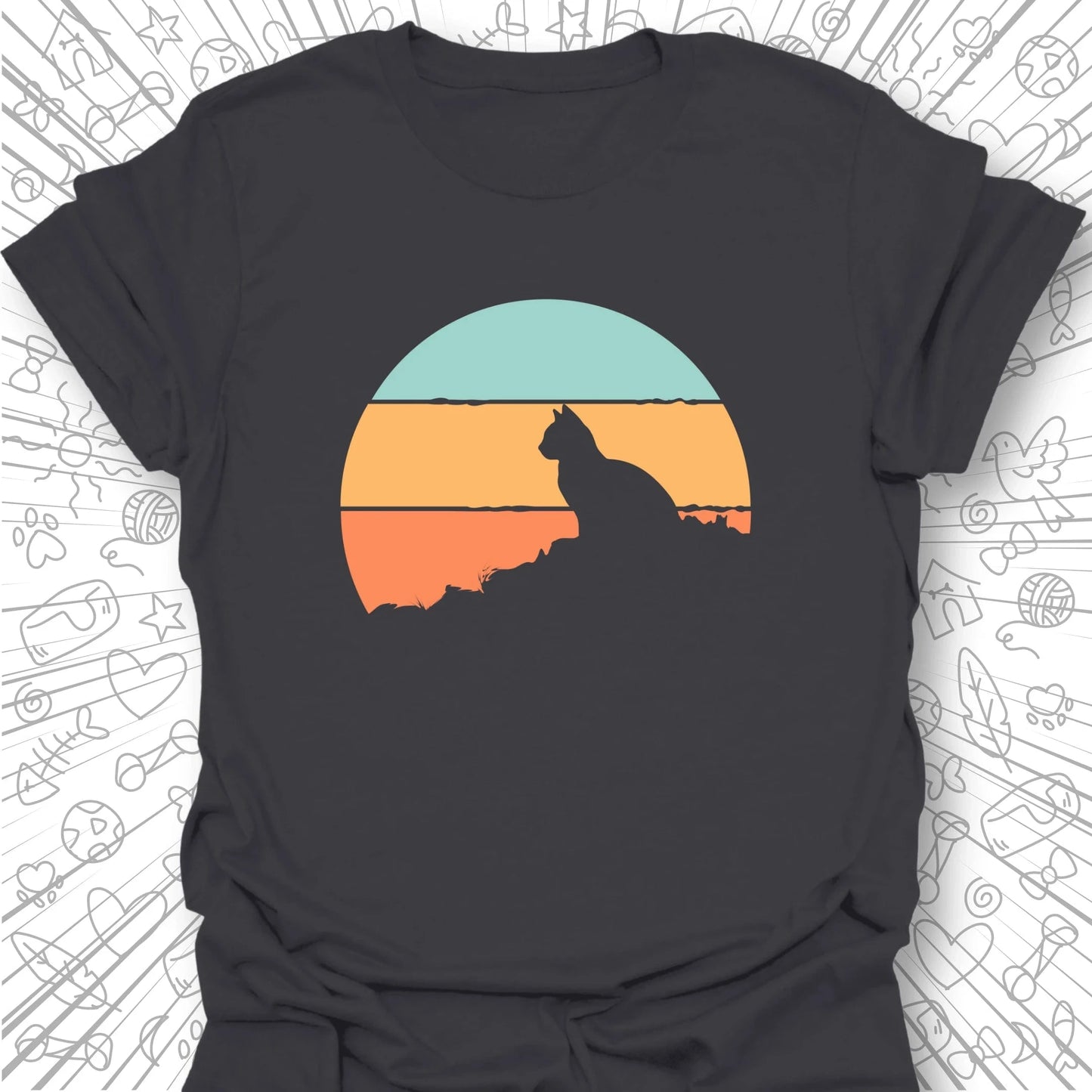 Retro Sunset Cat T-Shirt