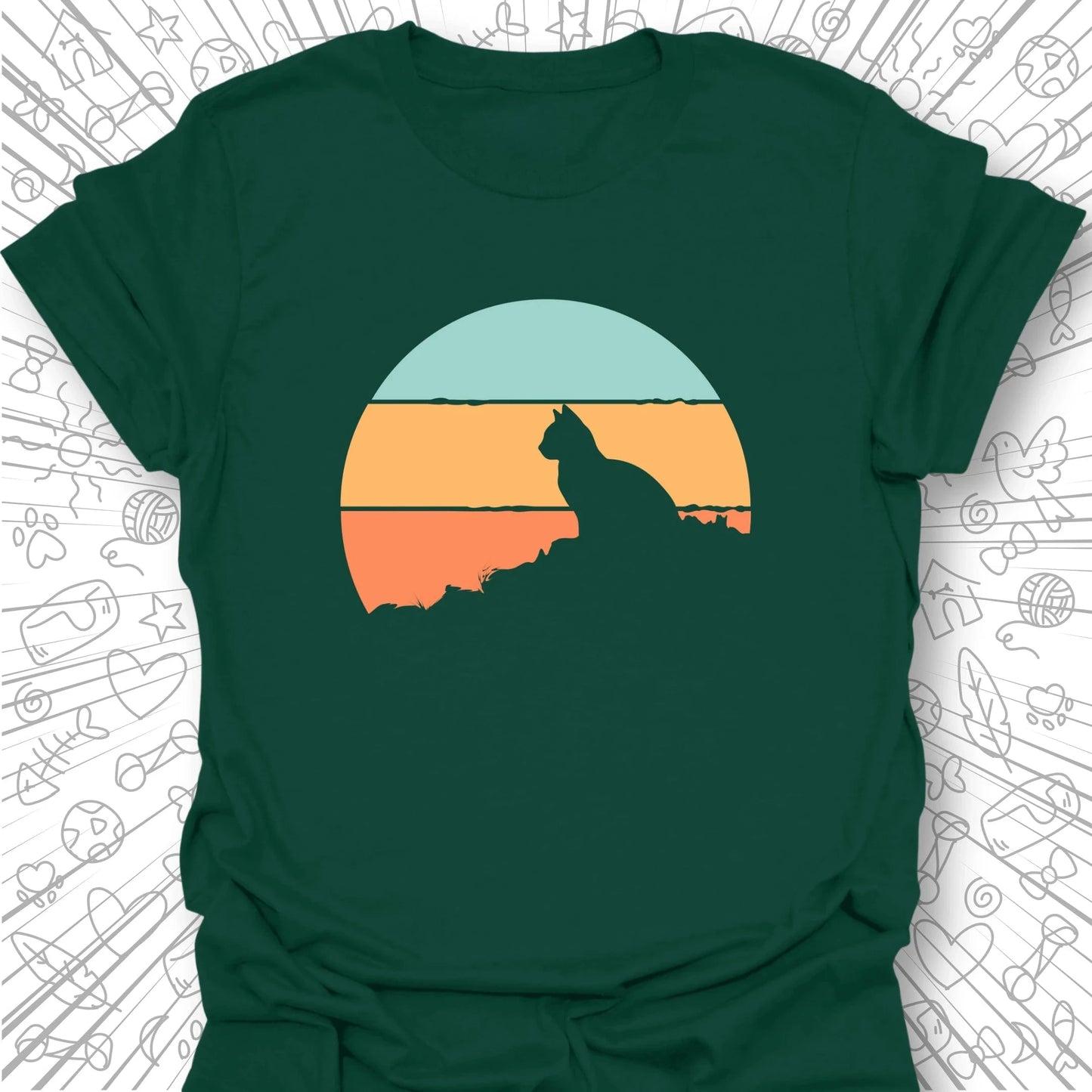 Retro Sunset Cat T-Shirt