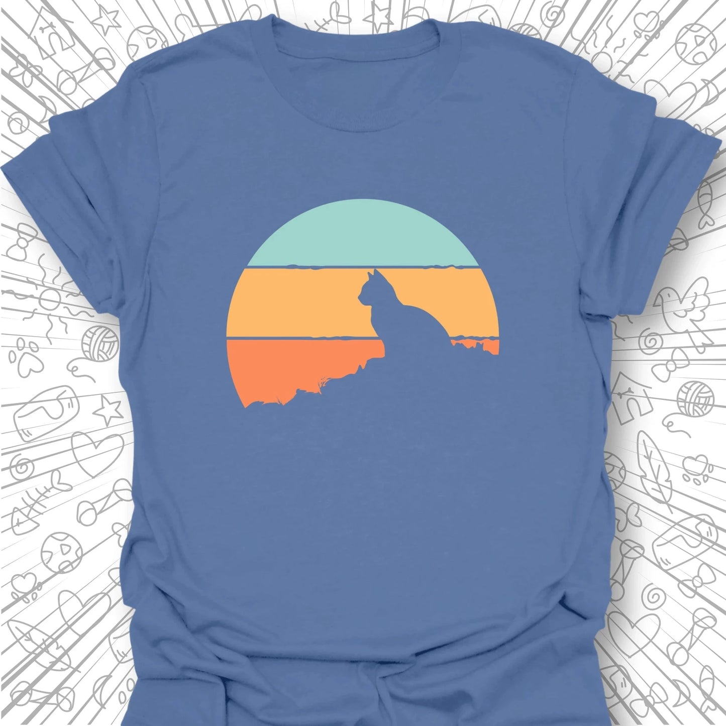 Retro Sunset Cat T-Shirt