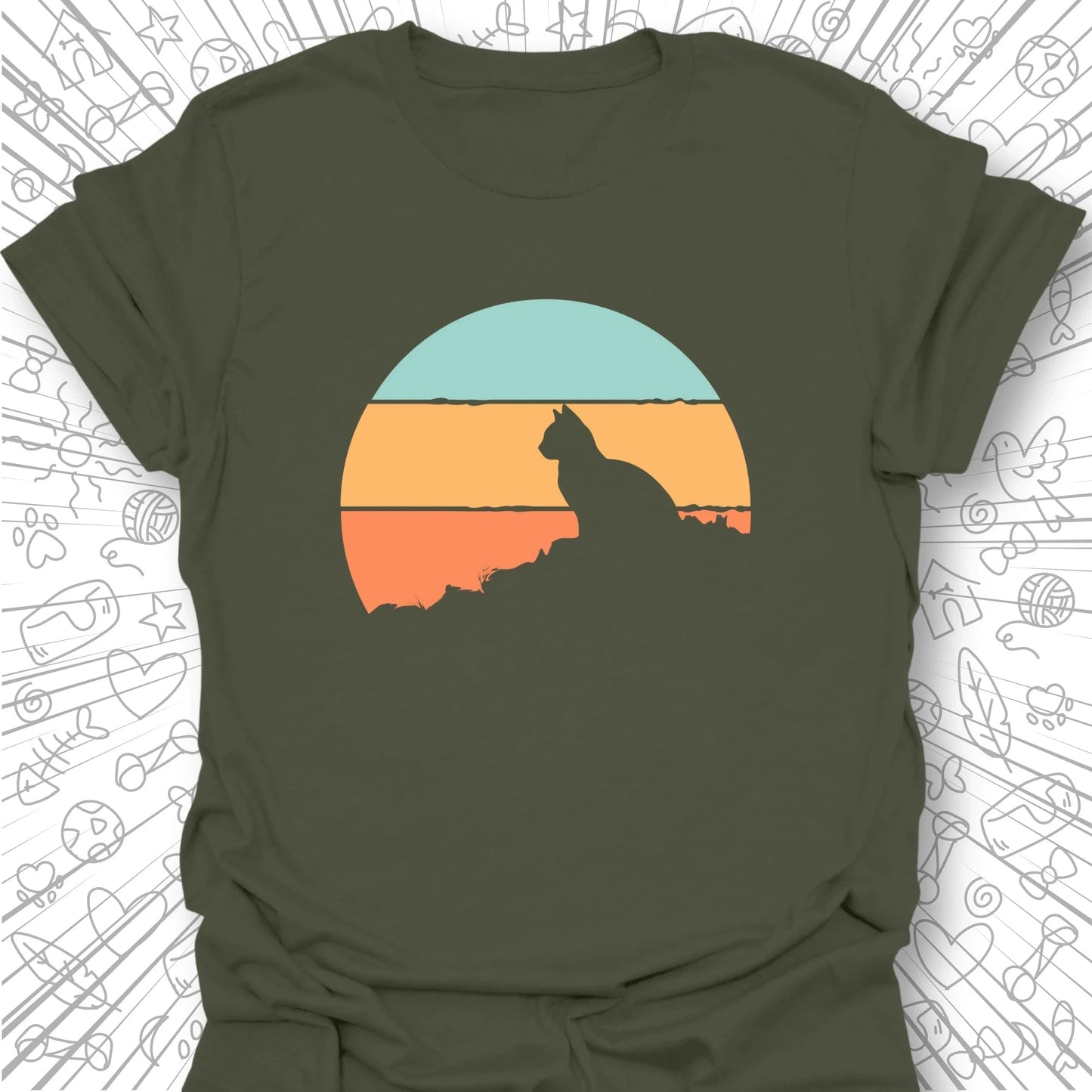 Retro Sunset Cat T-Shirt