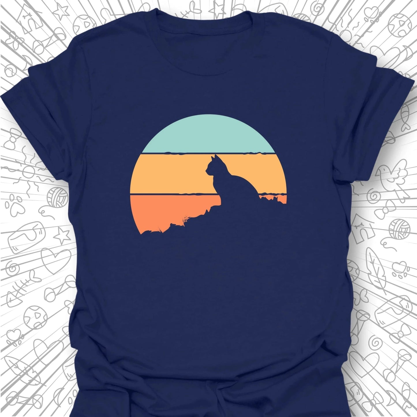 Retro Sunset Cat T-Shirt