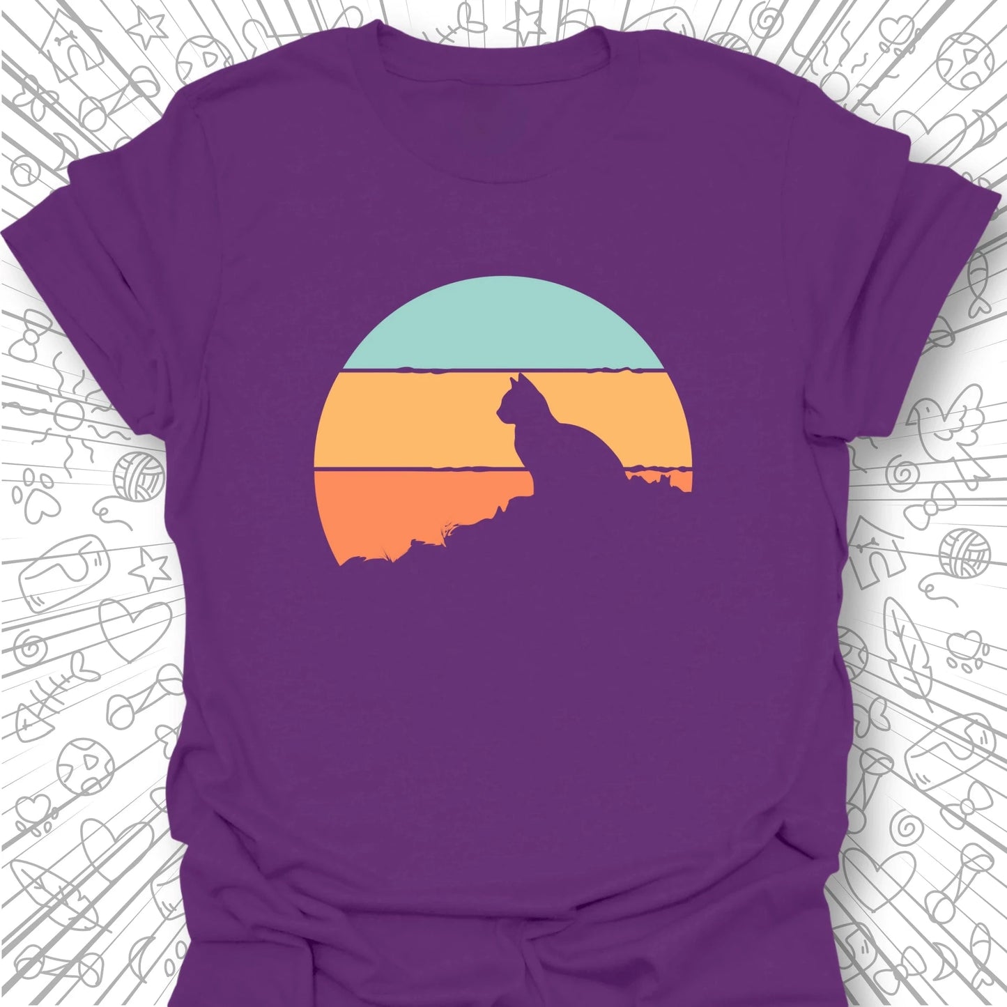 Retro Sunset Cat T-Shirt