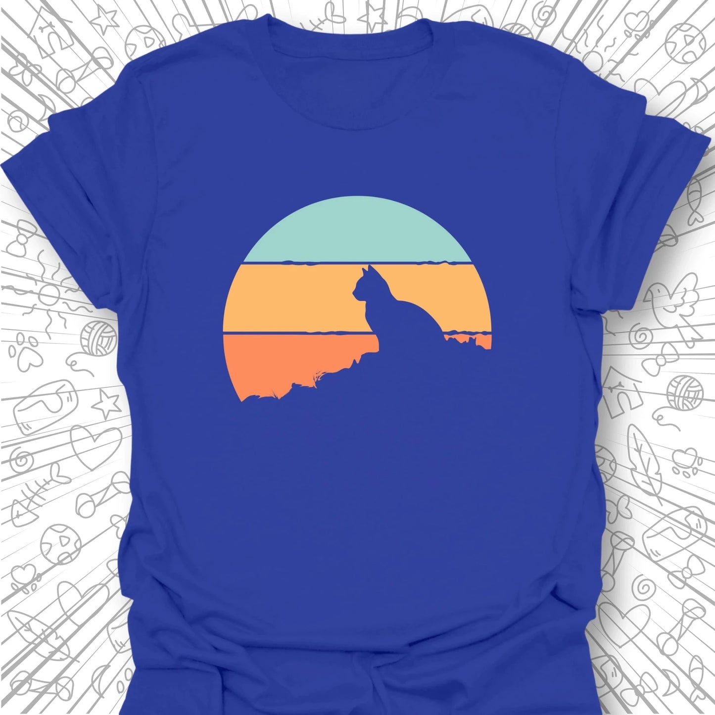 Retro Sunset Cat T-Shirt