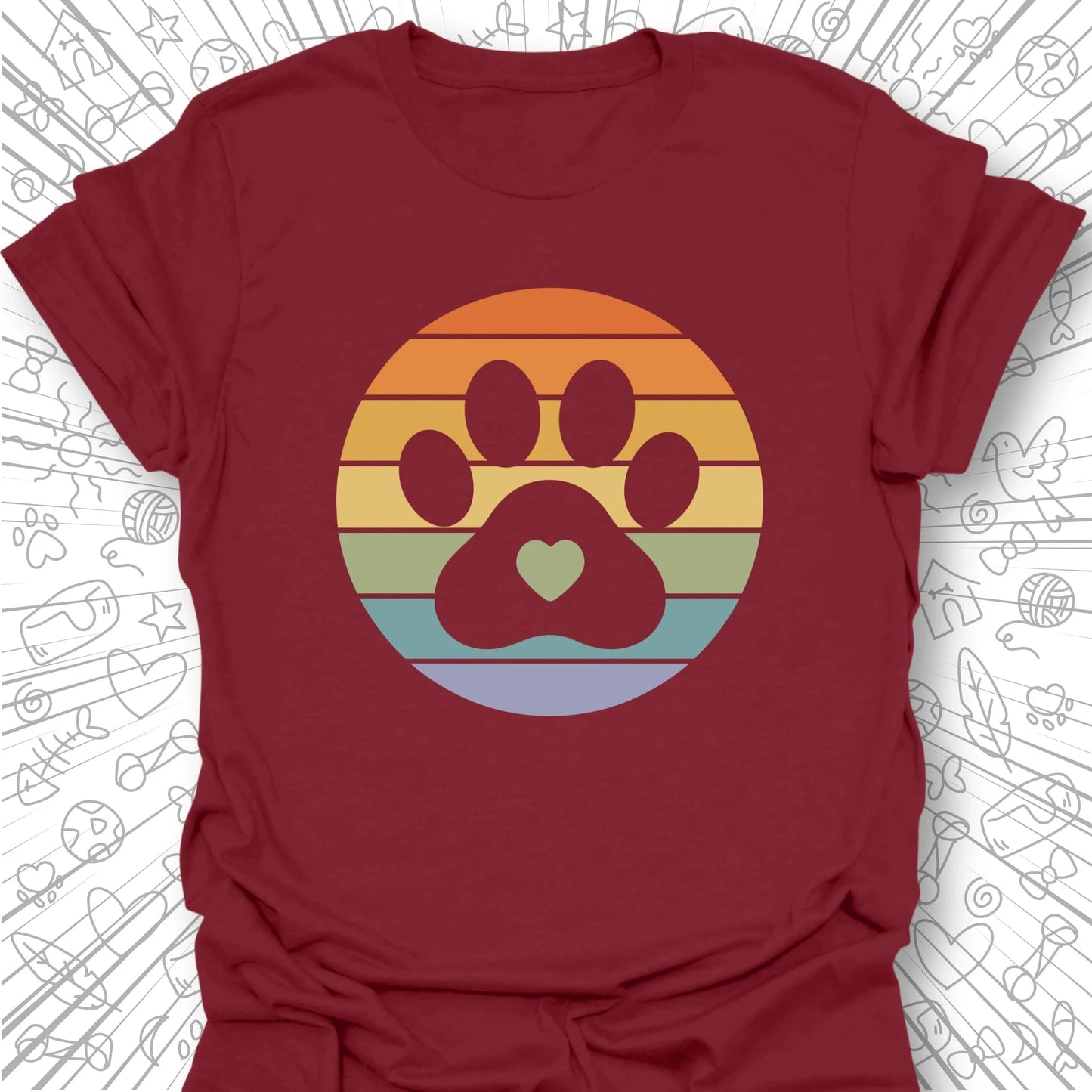 Retro Sunset Cats Paw T-Shirt