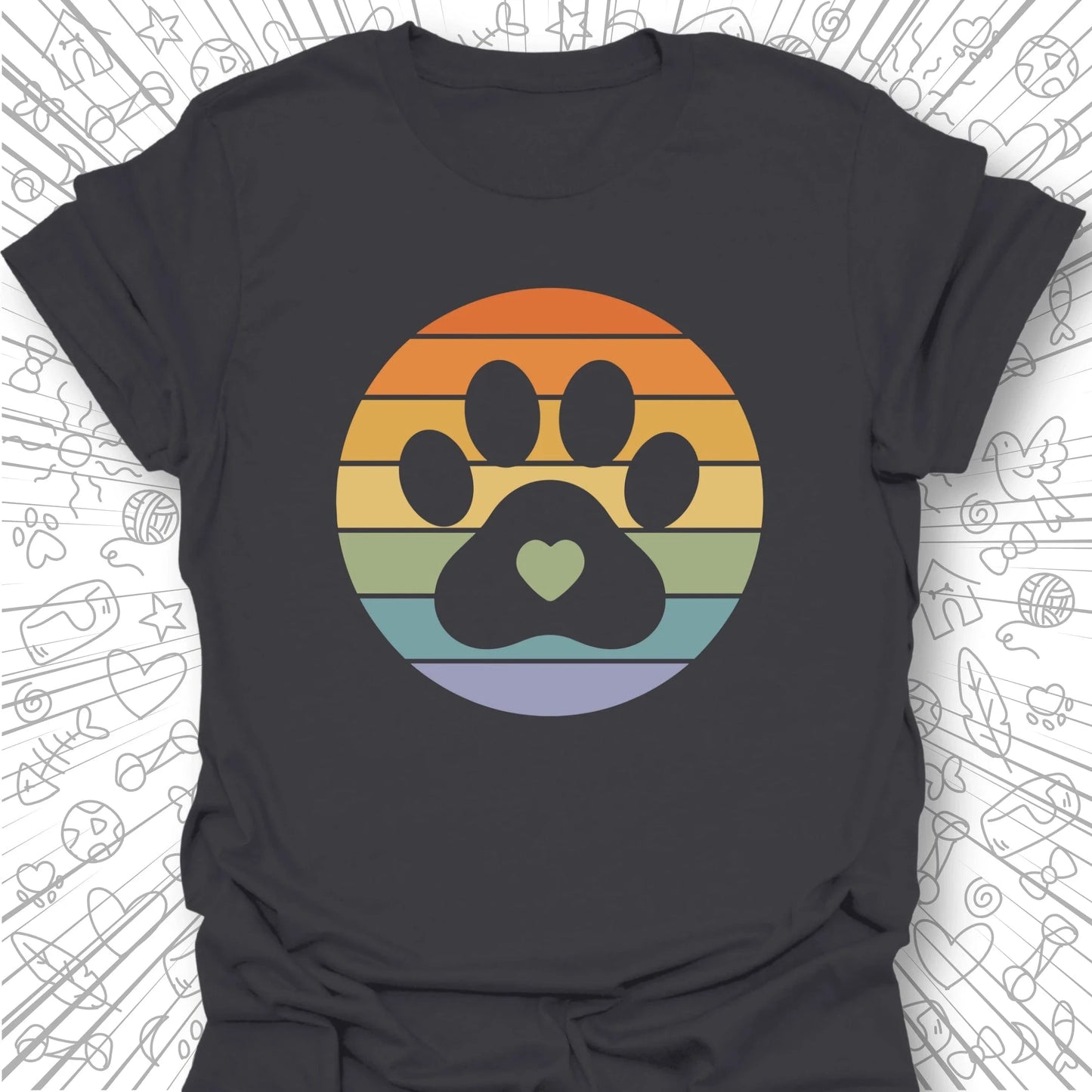 Retro Sunset Cats Paw T-Shirt