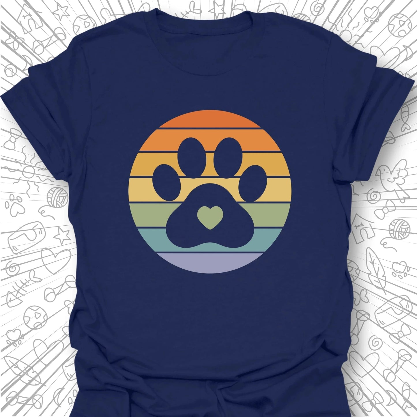 Retro Sunset Cats Paw T-Shirt
