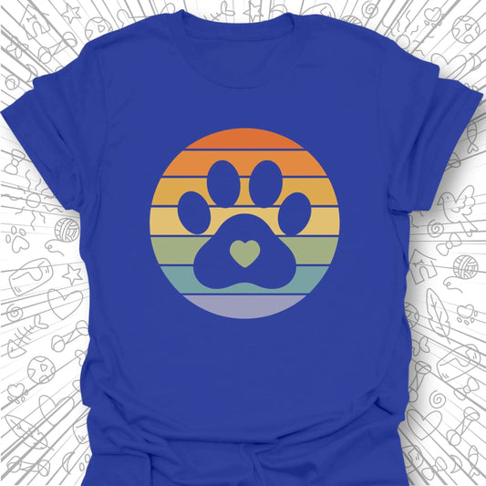 Retro Sunset Cats Paw T-Shirt
